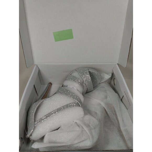 Women Sz 9 Silver High Heel Stilettos Party Sandals Open Toe Platform Dress Pump - Picture 10 of 11